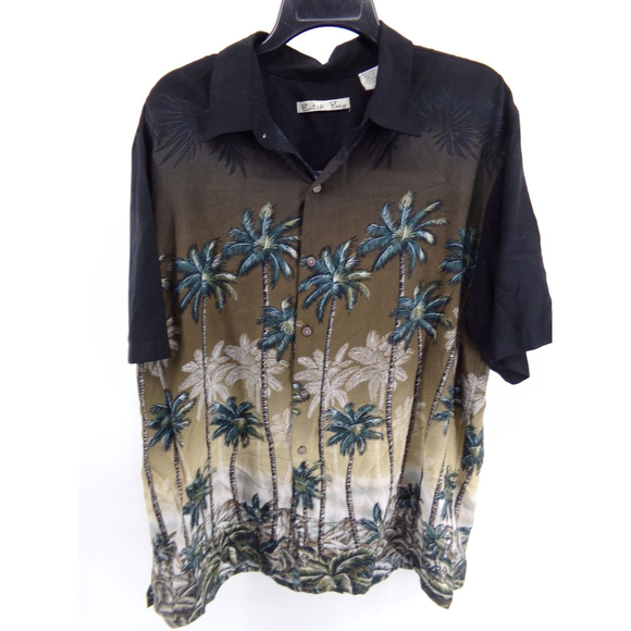 Batik Bay Other - Batik Bay Men's Hawaiian Shirt Size LG Palm Trees  Button down 100% Rayon